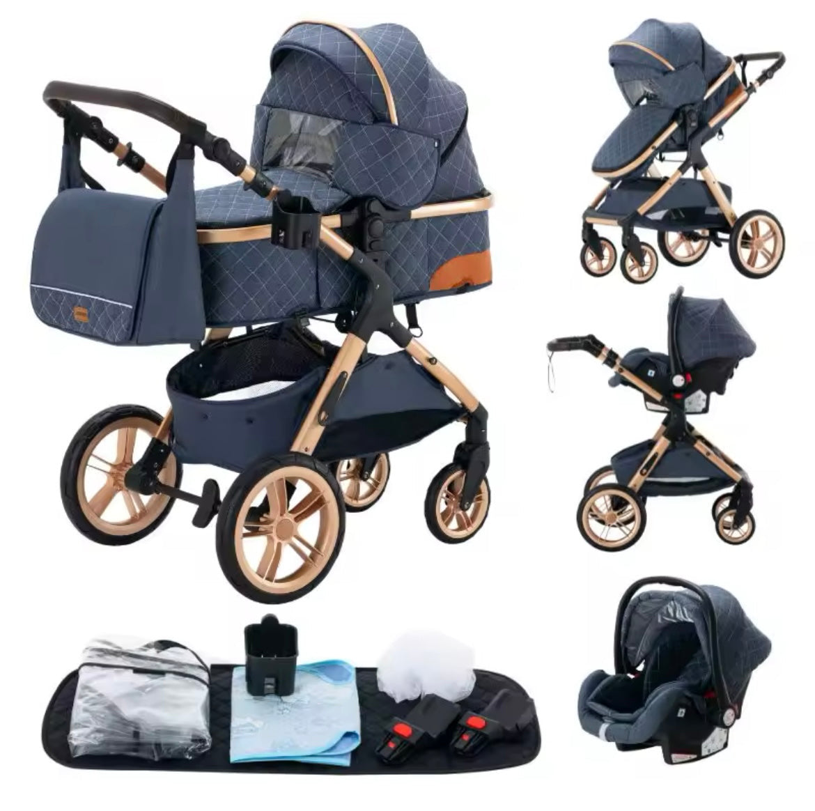 Kinderwagenset 3-in-1, GRATIS Bijpassende Luiertas